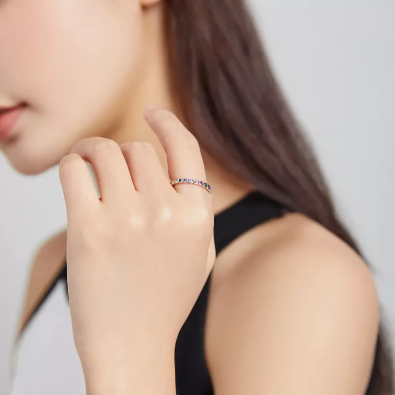 (imagen para) Anillo de la suerte plateado estilo Pandora - SCR714 - Ver 6
