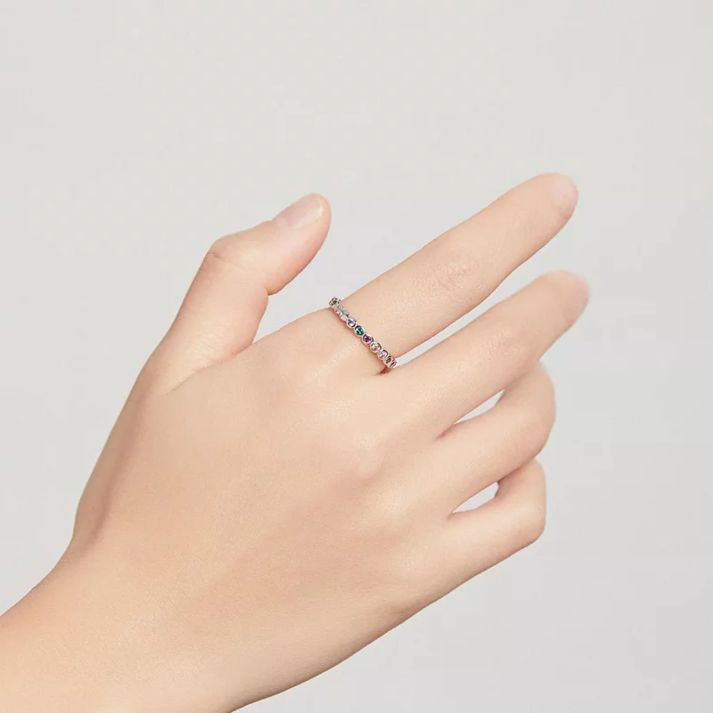 (imagen para) Anillo de la suerte plateado estilo Pandora - SCR714 - Ver 7