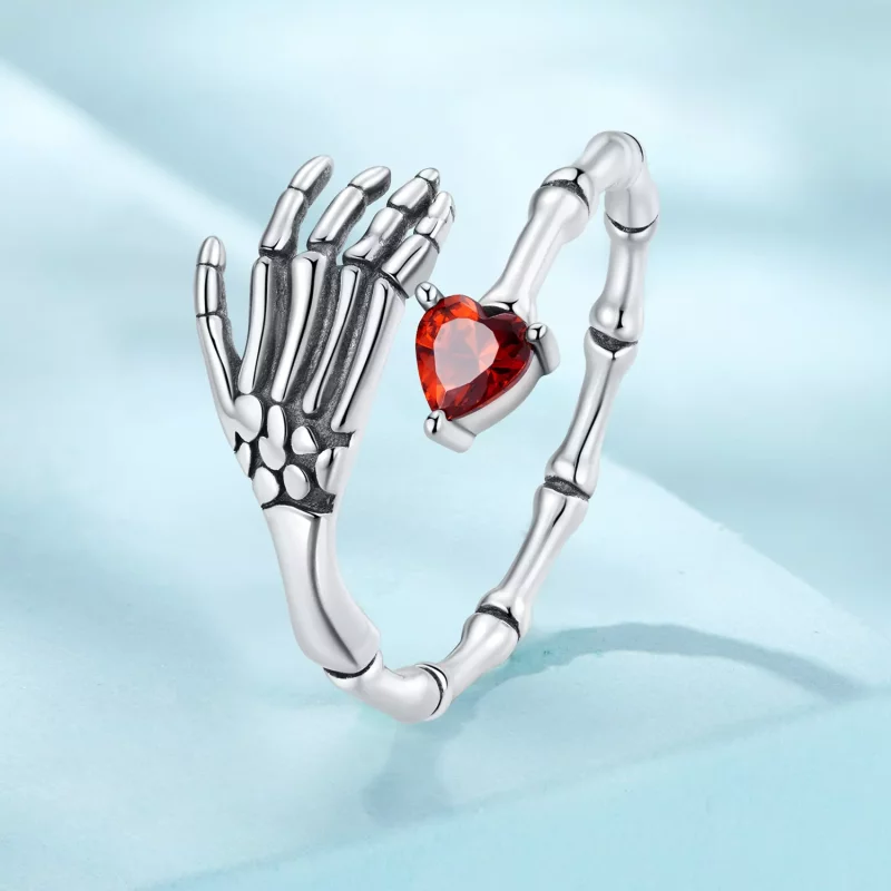 (imagen para) Anillo de mano abierta estilo Pandora con calavera - SCR876 - Ver 2