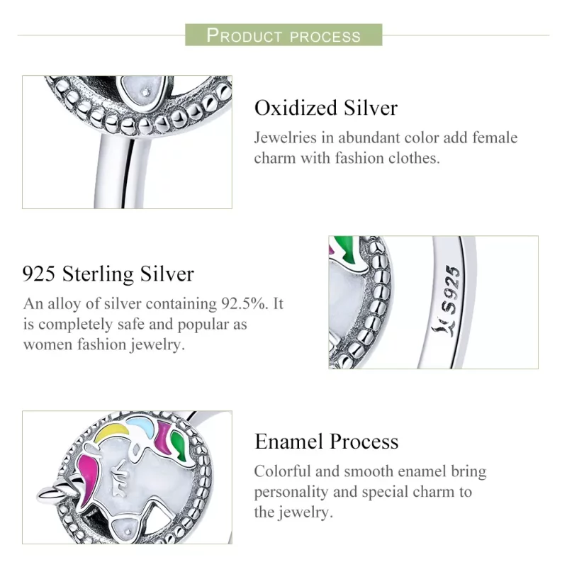(imagen para) Anillo de memoria de unicornio de plata estilo Pandora - SCR388 - Ver 5