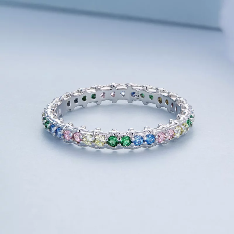 (imagen para) Anillo de patrón estilo Pandora con zirconia de colores - BSR277-CF - Ver 3