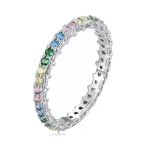 (imagen para) Anillo de patrón estilo Pandora con zirconia de colores - BSR277-CF
