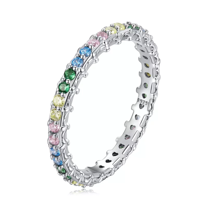 (imagen para) Anillo de patrón estilo Pandora con zirconia de colores - BSR277-CF
