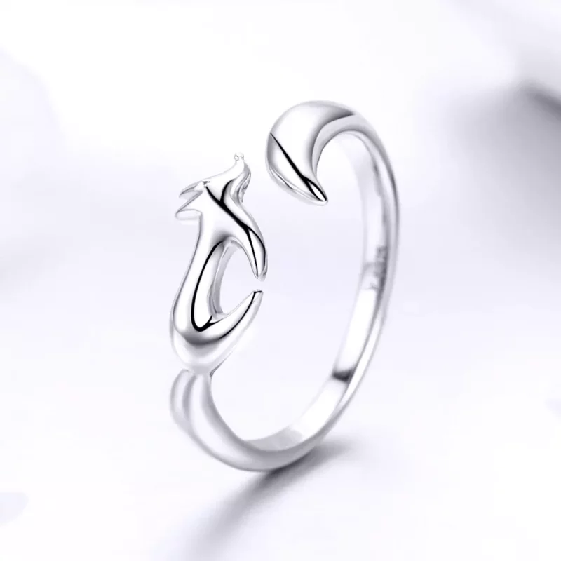(imagen para) Anillo de Plata al Estilo Pandora con Zorrito - SCR478 - Ver 2