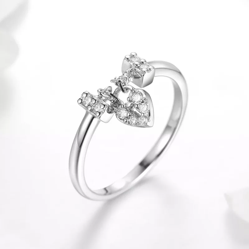 (imagen para) Anillo de plata con candado en forma de corazón al estilo Pandora - SCR466 - Ver 2