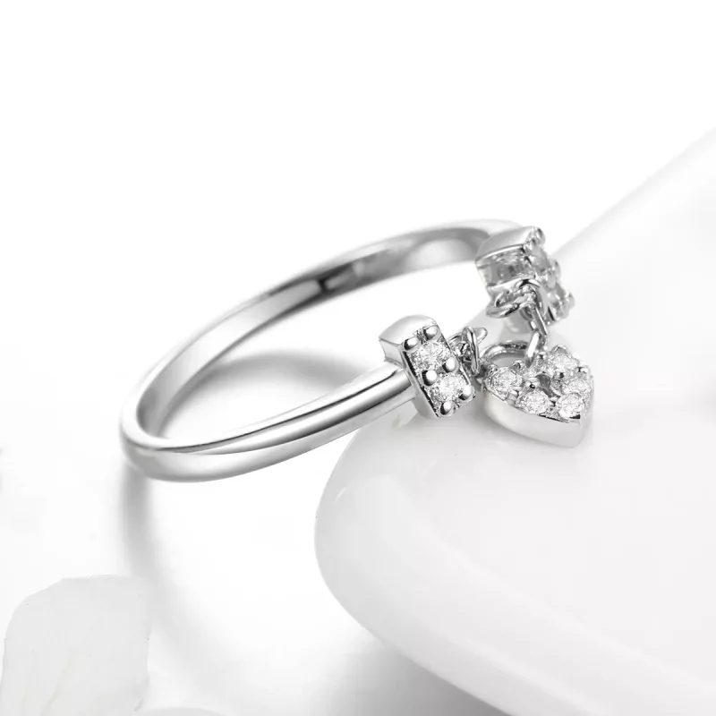 (imagen para) Anillo de plata con candado en forma de corazón al estilo Pandora - SCR466 - Ver 3