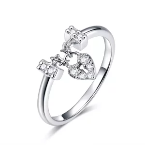 (imagen para) Anillo de plata con candado en forma de corazón al estilo Pandora - SCR466