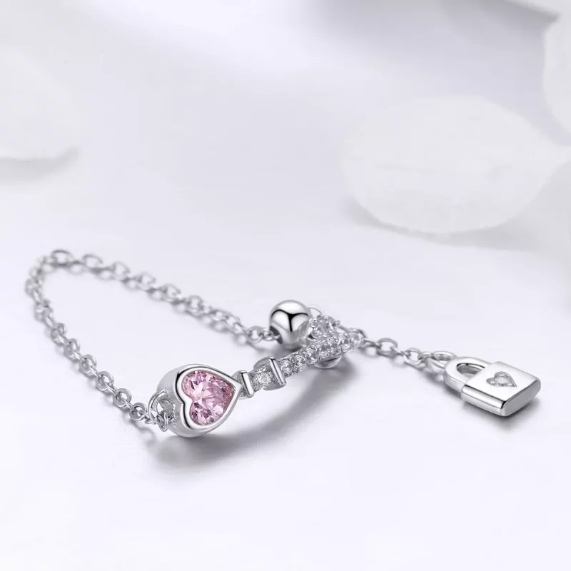 (imagen para) Anillo de plata con estilo Pandora en forma de llave del corazón - SCR425 - Ver 3