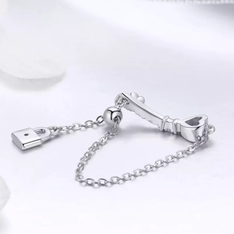 (imagen para) Anillo de plata con estilo Pandora en forma de llave del corazón - SCR425 - Ver 4
