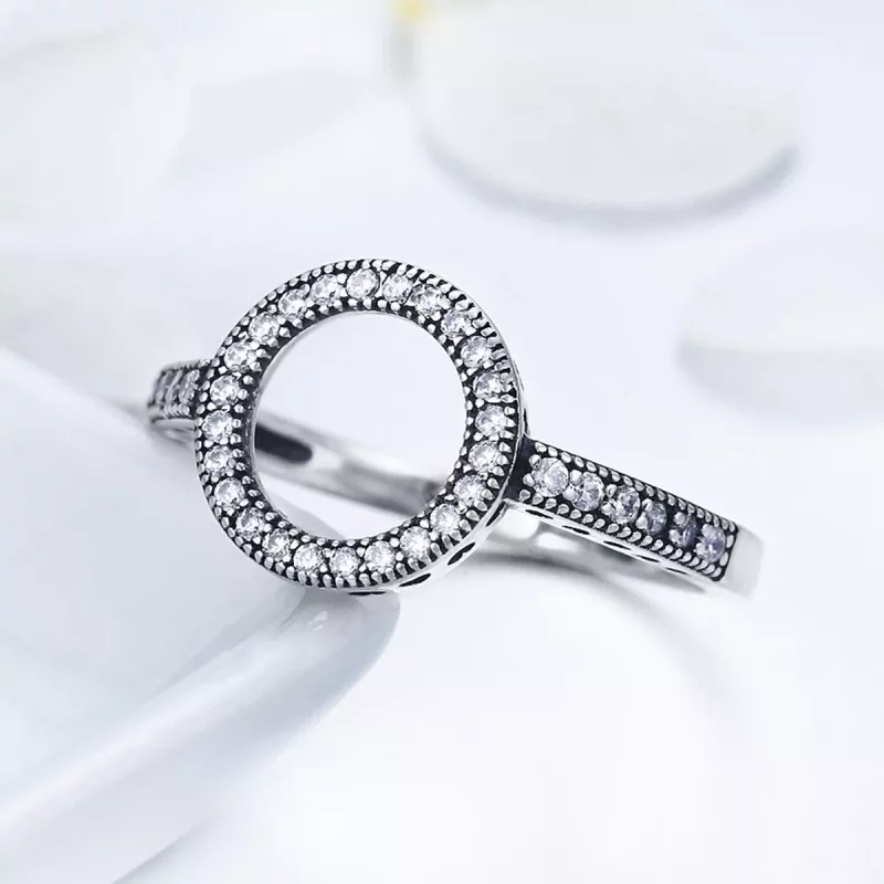 (imagen para) Anillo de plata de estilo Pandora con anillo de halo - SCR041 - Ver 2