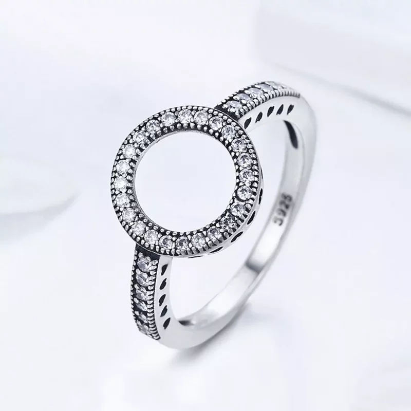 (imagen para) Anillo de plata de estilo Pandora con anillo de halo - SCR041 - Ver 3