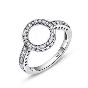 (imagen para) Anillo de plata de estilo Pandora con anillo de halo - SCR041