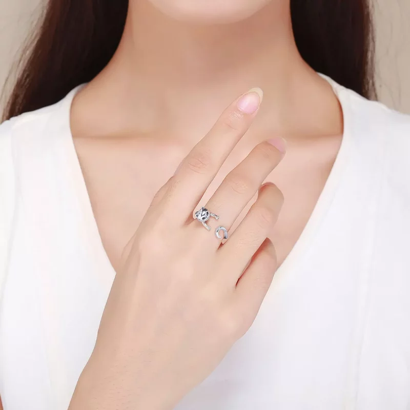 (imagen para) Anillo de Plata de Estilo Pandora con Gatito Travieso - SCR409 - Ver 5