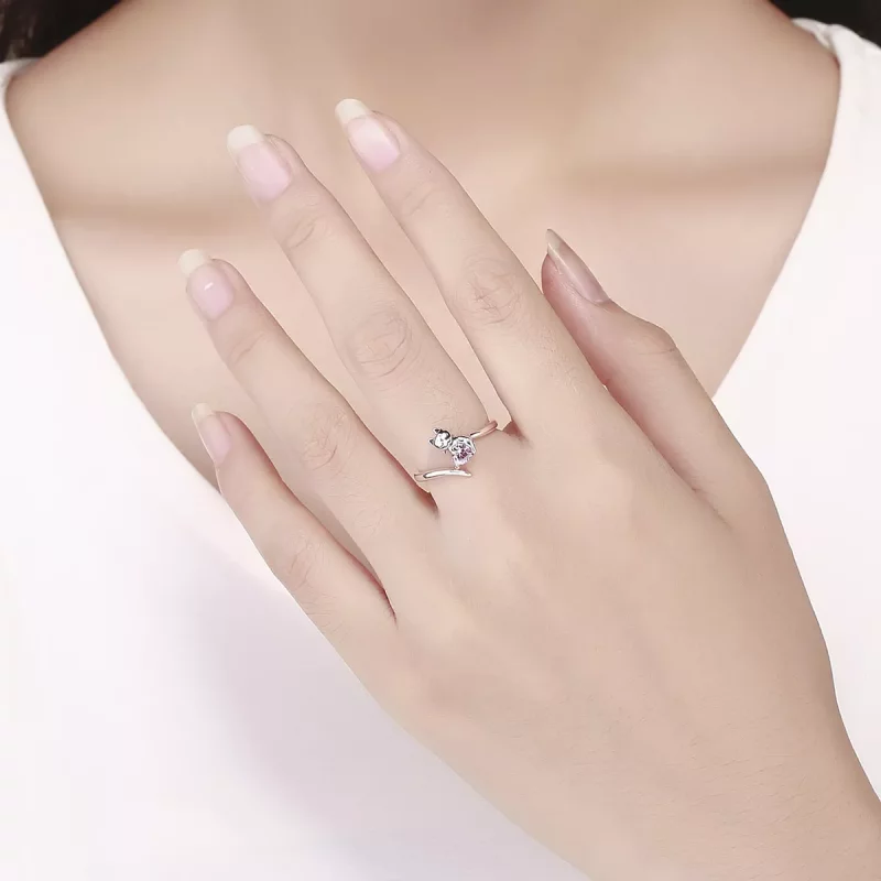 (imagen para) Anillo de plata de estilo Pandora con lindo gato - SCR446 - Ver 5