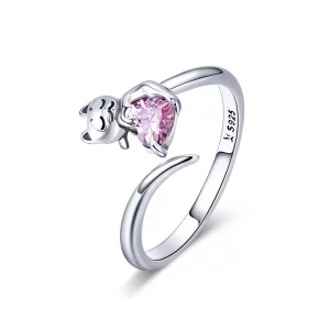 (imagen para) Anillo de plata de estilo Pandora con lindo gato - SCR446