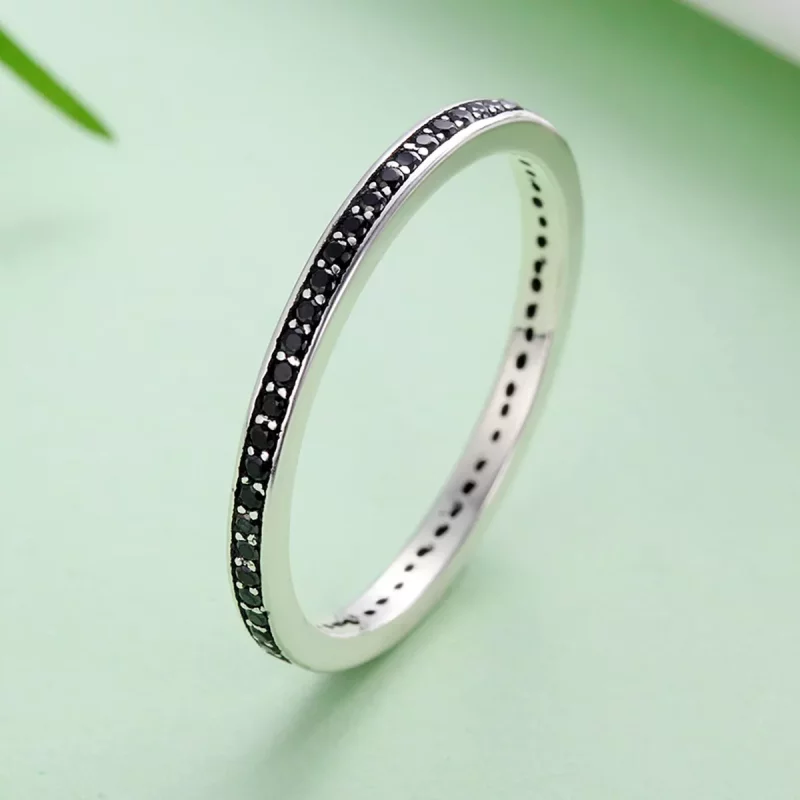 (imagen para) Anillo de plata estilo Pandora con brillo en forma de macetas - SCR114 - Ver 2