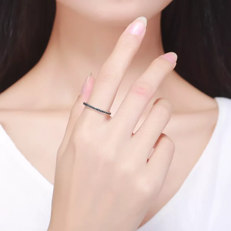 (imagen para) Anillo de plata estilo Pandora con brillo en forma de macetas - SCR114 - Ver 5