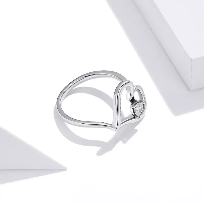 (imagen para) Anillo de plata estilo Pandora con brillo plateado - SCR700 - Ver 3