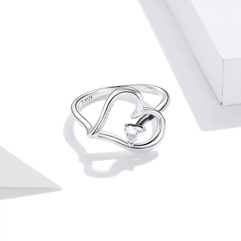 (imagen para) Anillo de plata estilo Pandora con brillo plateado - SCR700 - Ver 4