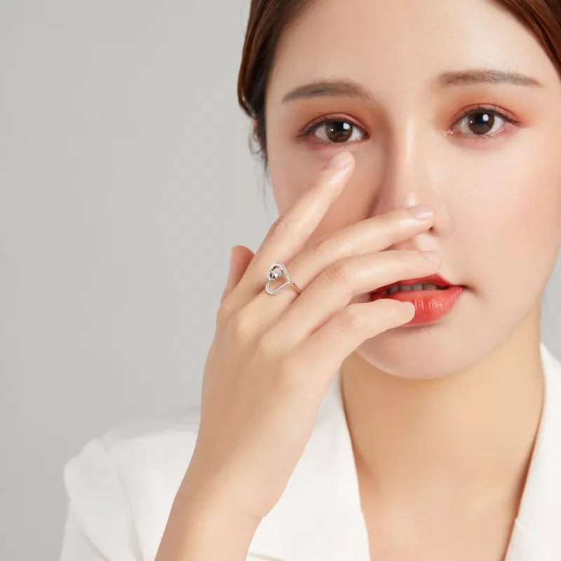 (imagen para) Anillo de plata estilo Pandora con brillo plateado - SCR700 - Ver 5