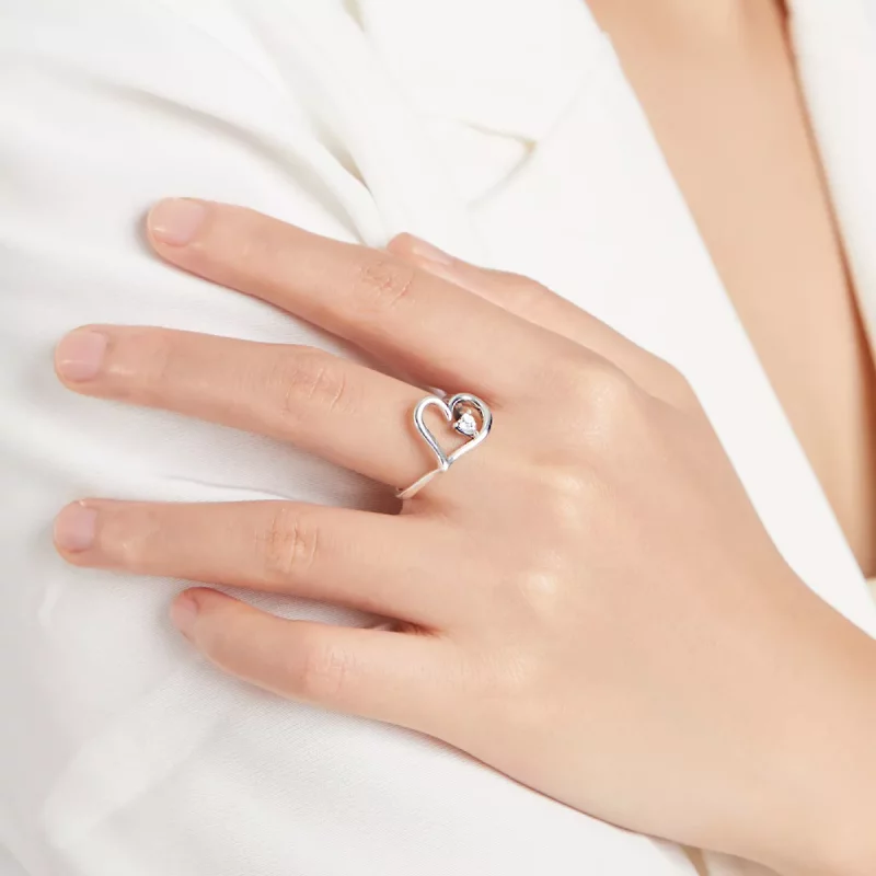 (imagen para) Anillo de plata estilo Pandora con brillo plateado - SCR700 - Ver 6