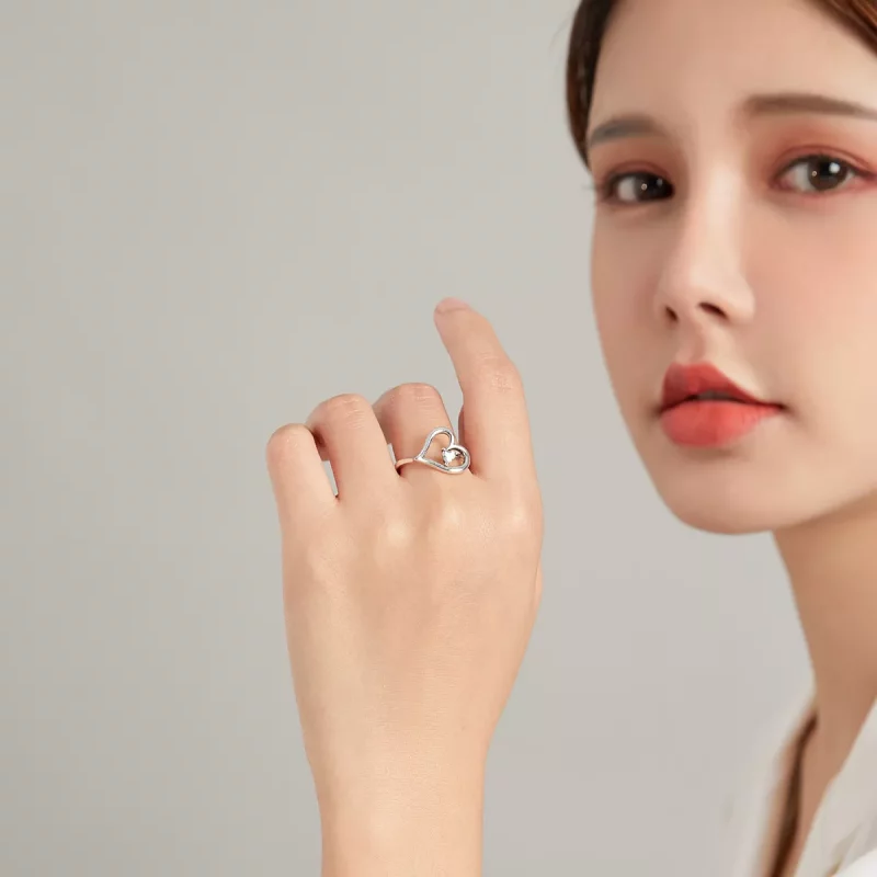 (imagen para) Anillo de plata estilo Pandora con brillo plateado - SCR700 - Ver 7