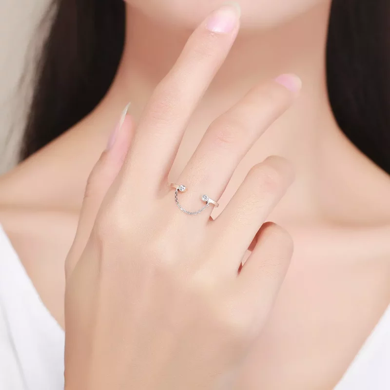 (imagen para) Anillo de plata estilo Pandora con cara sonriente - SCR216 - Ver 7