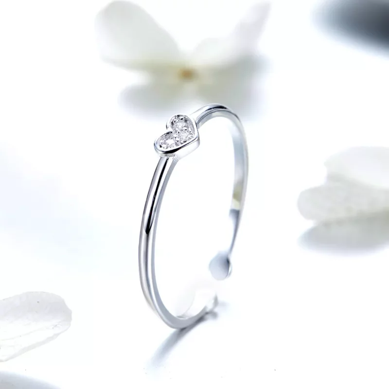 (imagen para) Anillo de plata estilo Pandora con corazón de dama - SCR491 - Ver 2