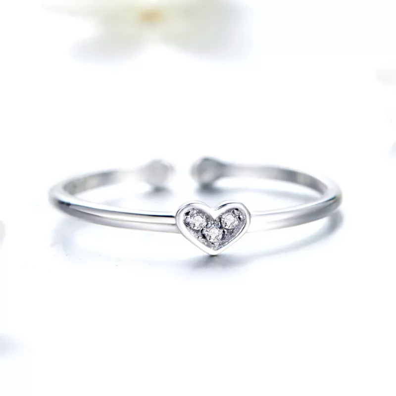 (imagen para) Anillo de plata estilo Pandora con corazón de dama - SCR491 - Ver 3