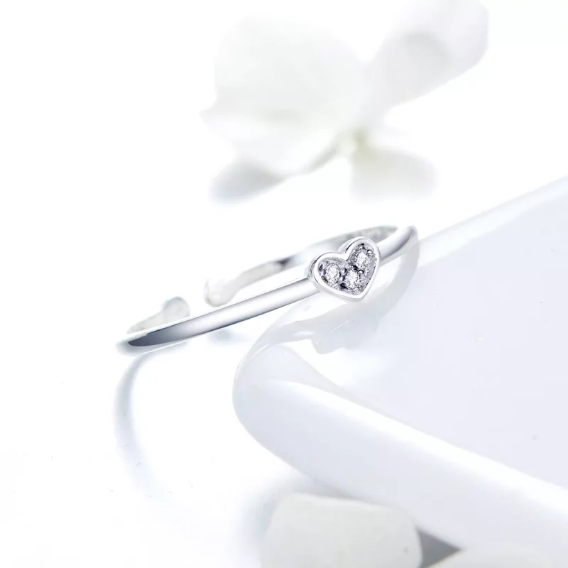 (imagen para) Anillo de plata estilo Pandora con corazón de dama - SCR491 - Ver 4
