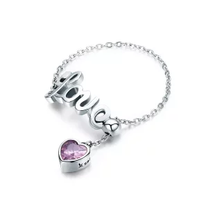 (imagen para) Anillo de plata estilo Pandora con diseño de amor - SCR246