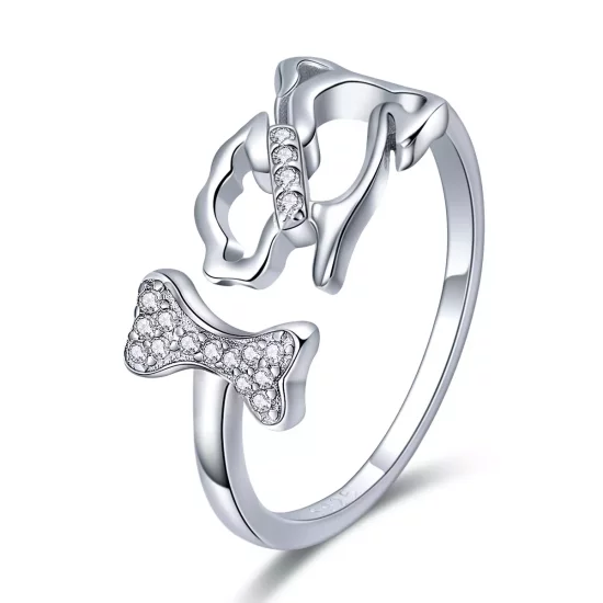 (imagen para) Anillo de plata estilo Pandora con diseño de compañía de perros - SCR416