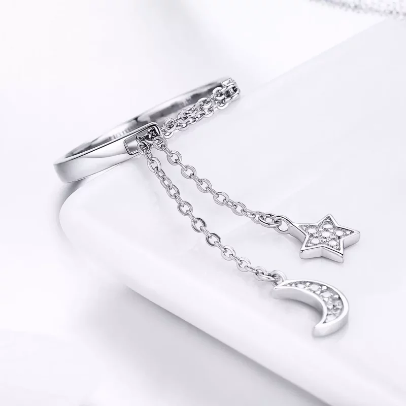 (imagen para) Anillo de plata estilo Pandora con estrella y luna - SCR407 - Ver 4