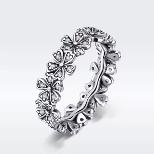 (imagen para) Anillo de plata estilo Pandora con flores margaritas - SCR397