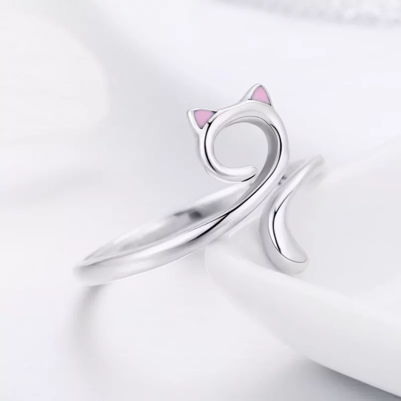 (imagen para) Anillo de plata estilo Pandora con gatos enamorados - SCR341 - Ver 6
