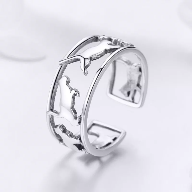 (imagen para) Anillo de Plata Estilo Pandora con Gatos Felices - SCR473 - Ver 2