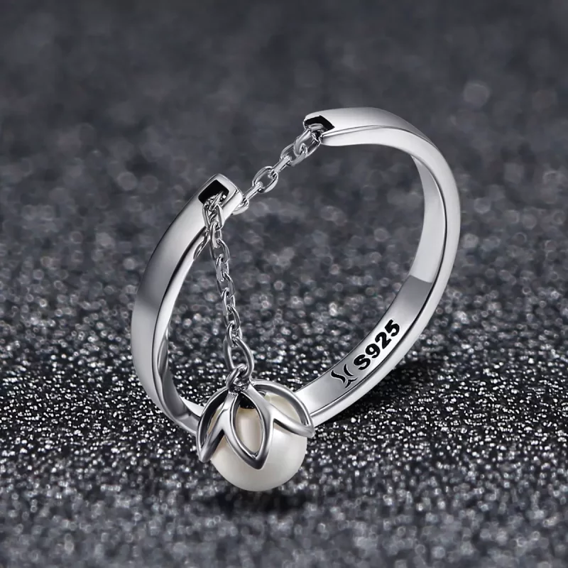 (imagen para) Anillo de plata estilo Pandora con lágrimas de flores - SCR165 - Ver 3