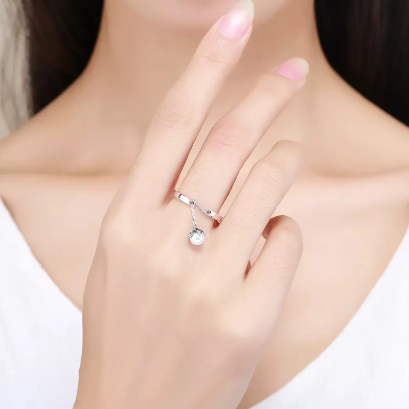 (imagen para) Anillo de plata estilo Pandora con lágrimas de flores - SCR165 - Ver 7