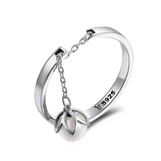 (imagen para) Anillo de plata estilo Pandora con lágrimas de flores - SCR165