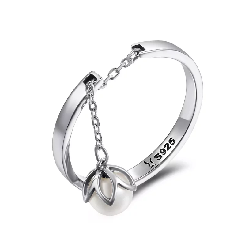 (imagen para) Anillo de plata estilo Pandora con lágrimas de flores - SCR165