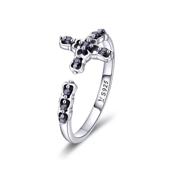 (imagen para) Anillo de plata estilo Pandora con luz de la cruz - SCR447