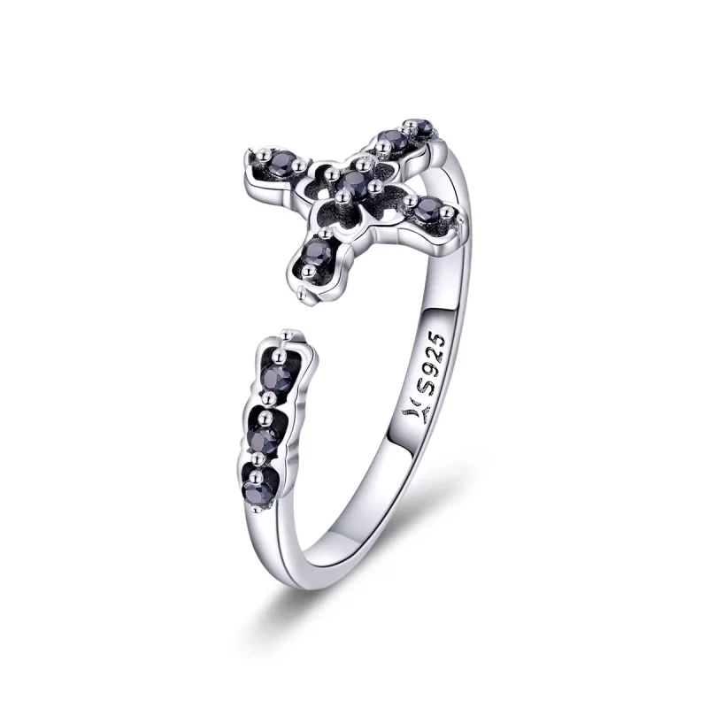 (imagen para) Anillo de plata estilo Pandora con luz de la cruz - SCR447