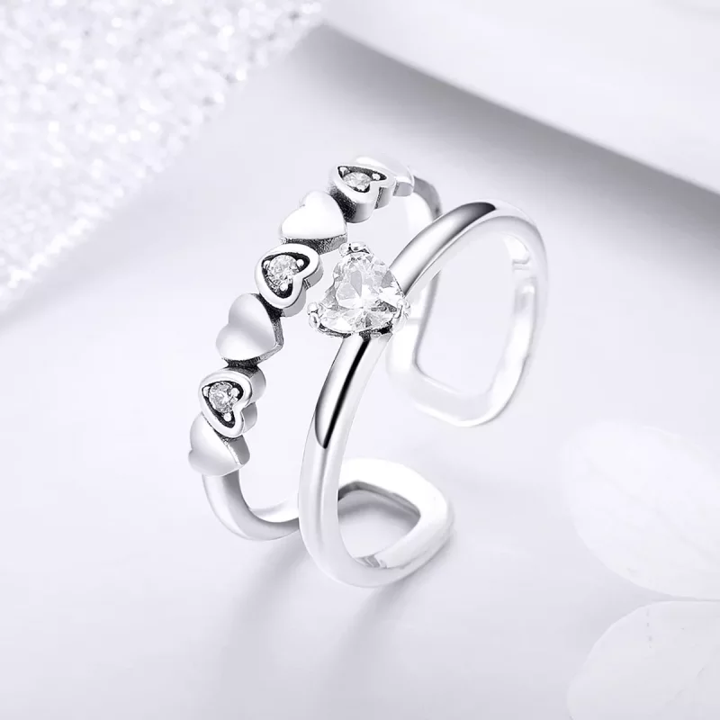 (imagen para) Anillo de plata estilo Pandora con un exquisito corazón - SCR429 - Ver 2