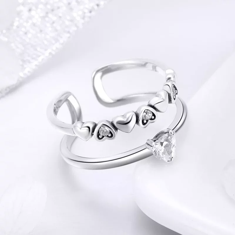 (imagen para) Anillo de plata estilo Pandora con un exquisito corazón - SCR429 - Ver 3