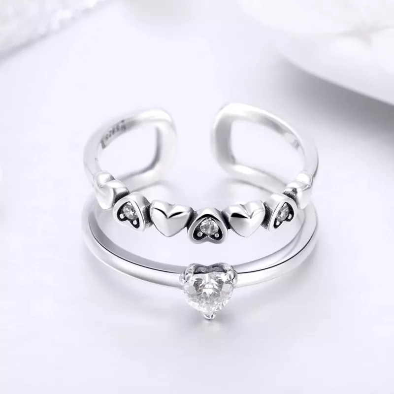 (imagen para) Anillo de plata estilo Pandora con un exquisito corazón - SCR429 - Ver 4