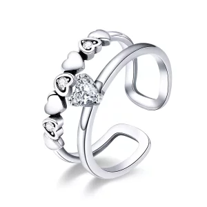 Anillo de plata estilo Pandora con un exquisito corazón - SCR429 (imagen para) Anillo de plata estilo Pandora con un exquisito corazón - SCR429