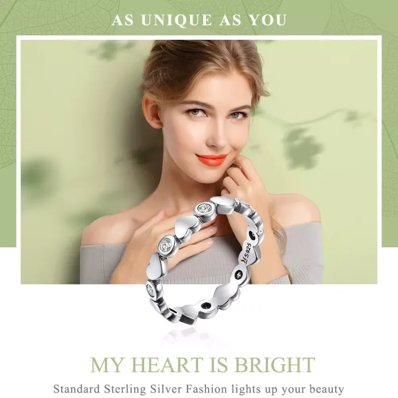 (imagen para) Anillo de Plata Estilo Pandora Mi Corazón Brilla - SCR164 - Ver 2