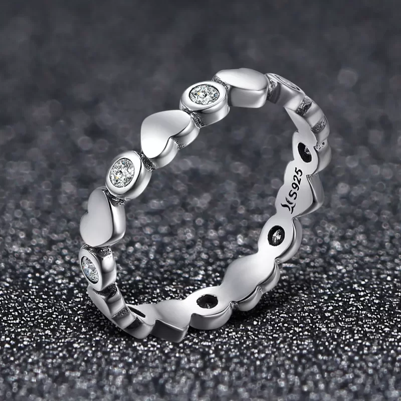 (imagen para) Anillo de Plata Estilo Pandora Mi Corazón Brilla - SCR164 - Ver 3