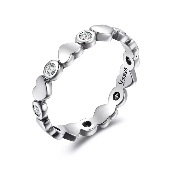 (imagen para) Anillo de Plata Estilo Pandora Mi Corazón Brilla - SCR164