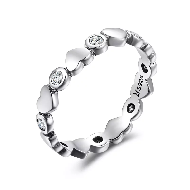 (imagen para) Anillo de Plata Estilo Pandora Mi Corazón Brilla - SCR164
